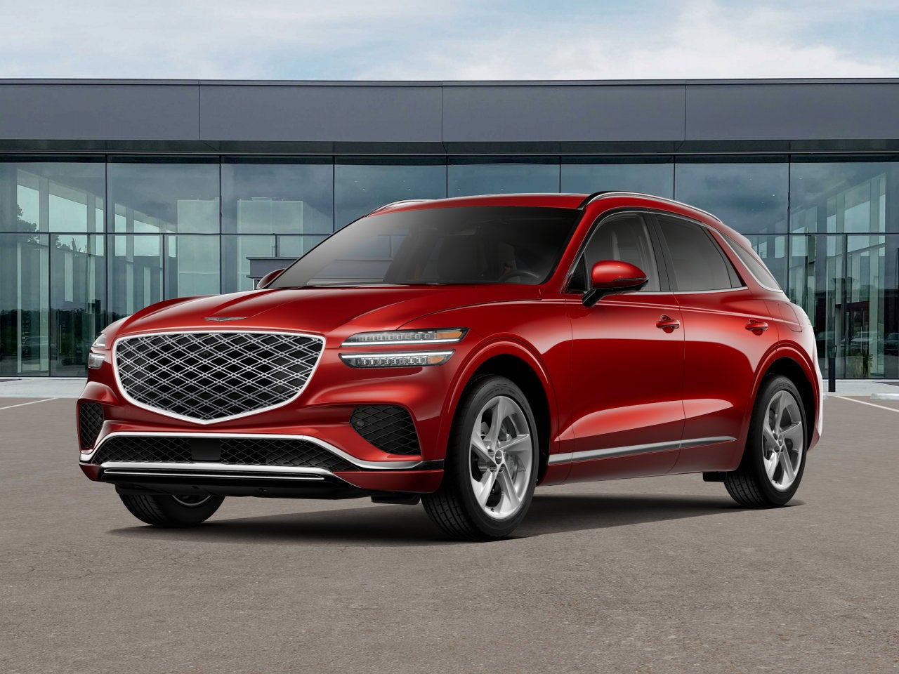 2026 Genesis GV70 2.5T ADVANCED in Mauna Red — front three-quarter view
