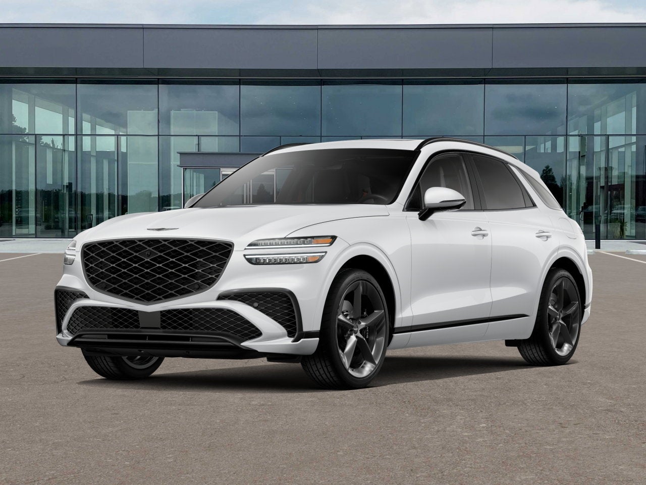 2026 Genesis GV70 2.5T SPORT PRESTIGE in Alta White — front three-quarter view