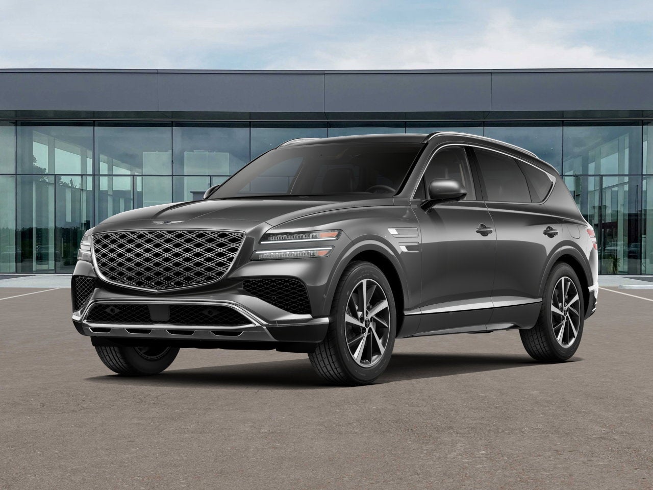 2026 Genesis GV80 2.5T ADVANCED in Makalu Gray — front three-quarter view
