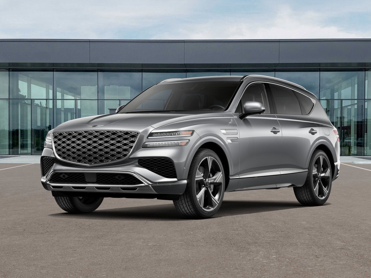 2026 Genesis GV80 3.5T PRESTIGE in Savile Silver — front three-quarter view